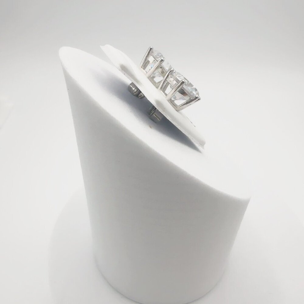 Cubic Zirconia Stud Earrings 925 Sterling Silver 3 ct - Picture 9 of 10